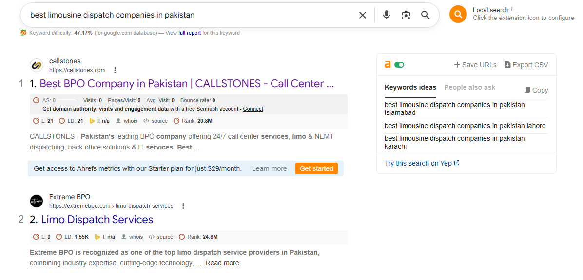 You are currently viewing Extreme BPO Ranks on Google for Best Limousine Dispatch Companies in Pakistan